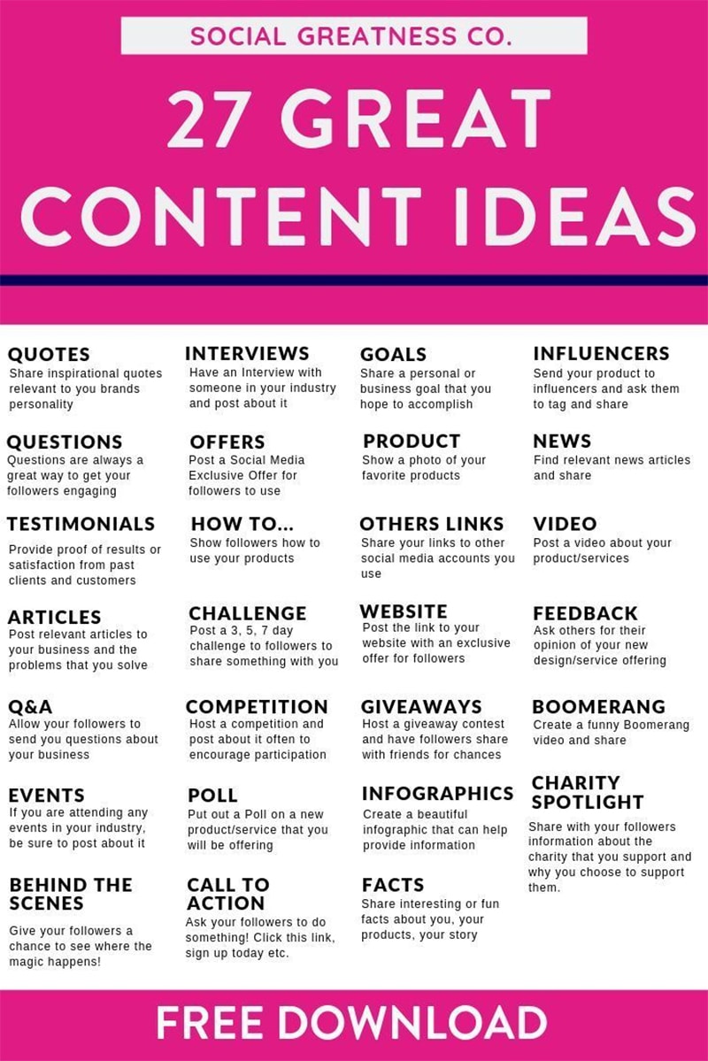64 Social Media Content Ideas to Get More Traffic, Engagement & Followers [Infographic]