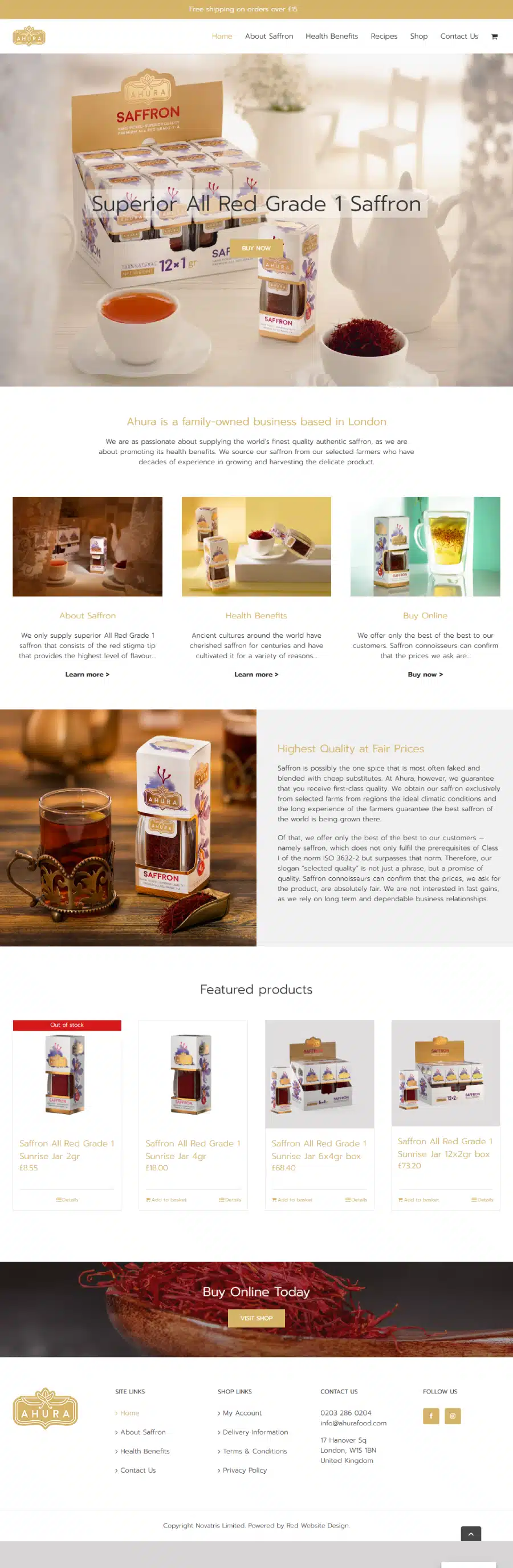 Ahura Saffron Ahura Saffron: Web design for a saffron retailer in London