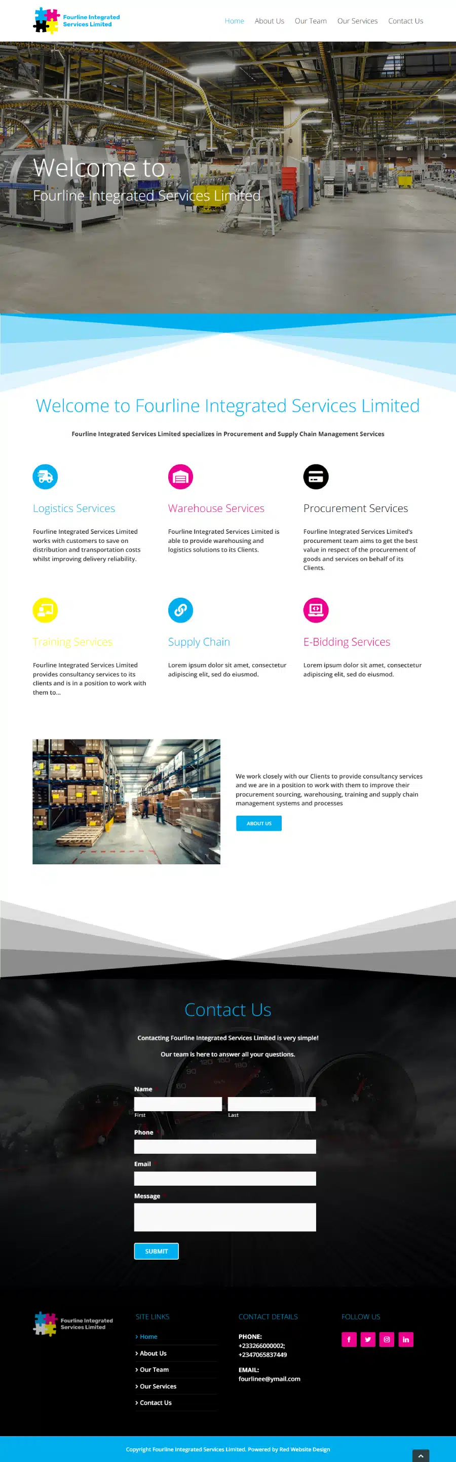 Fourline Integrated Services Fourline: Web design for a supply chain management company in Ghana