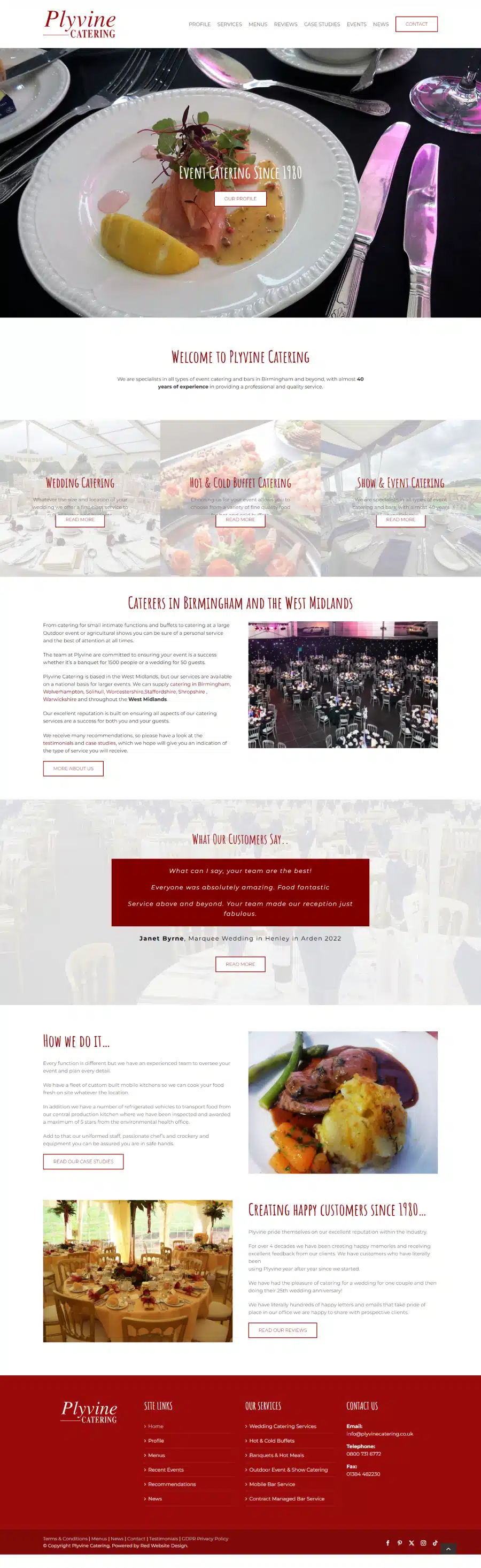 Plyvine Catering Plyvine Catering: Web design for an event catering company in Birmingham